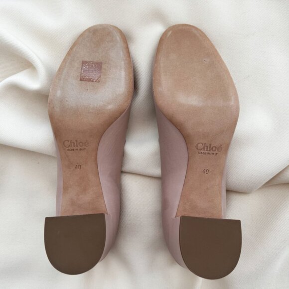 Chloé Lauren Scalloped Nude Leather Pumps, size 40 (size 9.5) - Picture 8 of 12